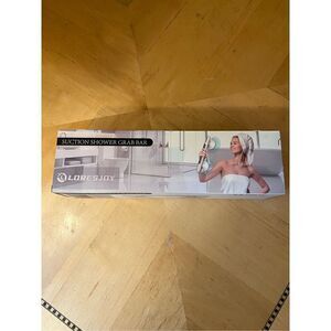 New in Box! Loresjoy White Gray Suction Shower Grab Bar